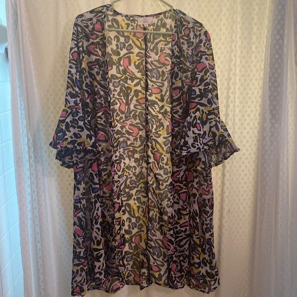 Women’s Gin Soul size 3x cardigan colorful leopard print - Picture 2 of 6